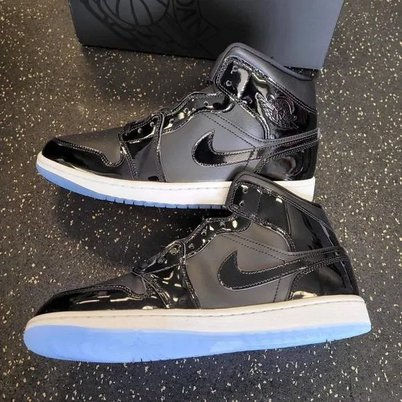 Nike Jordan 1 Mid Space Jam Black Sneakers DV1337-004 GS Size 6Y/Women's 7.5 - Picture 6 of 8